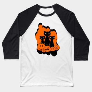 HAPPY Halloween Black Cats And Pumpkins Baseball T-Shirt